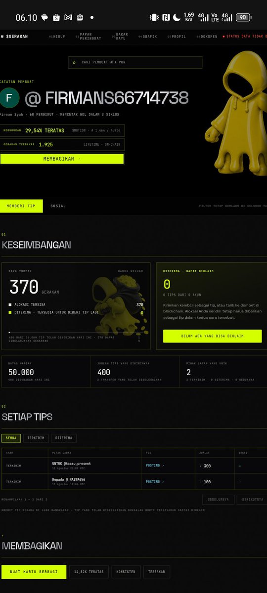 FirmanS66714738's tweet photo. Gimana cara kasih tip $MOTION ke creator favorit?

Easy:
Buka https://t.co/1GV30wMeNn
Login pake akun X
Cek saldo kamu
Tinggal reply postingan orang dengan format @tipmotion
 [jumlah]

Contoh: @tipmotion 1000 https://t.co/K55F5cXfbZ