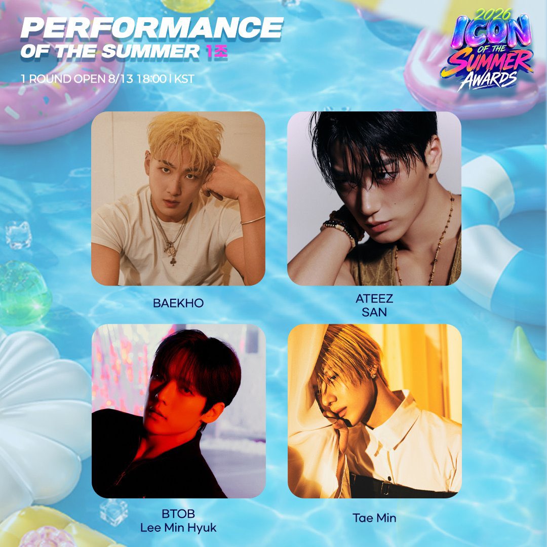 SAN_charts's tweet photo. [📢] San has been nominated for the 2026 ICON OF THE SUMMER AWARDS on THEKKING app.

Round 1 runs from Aug 13, 18:00 → Aug 24, 14:00 KST, with the top 2 in each category plus the top 2 overall vote-getters advancing.

#SAN #CHOISAN #산 #최산 #ATEEZ #에이티즈 https://t.co/Q9MNeom19l