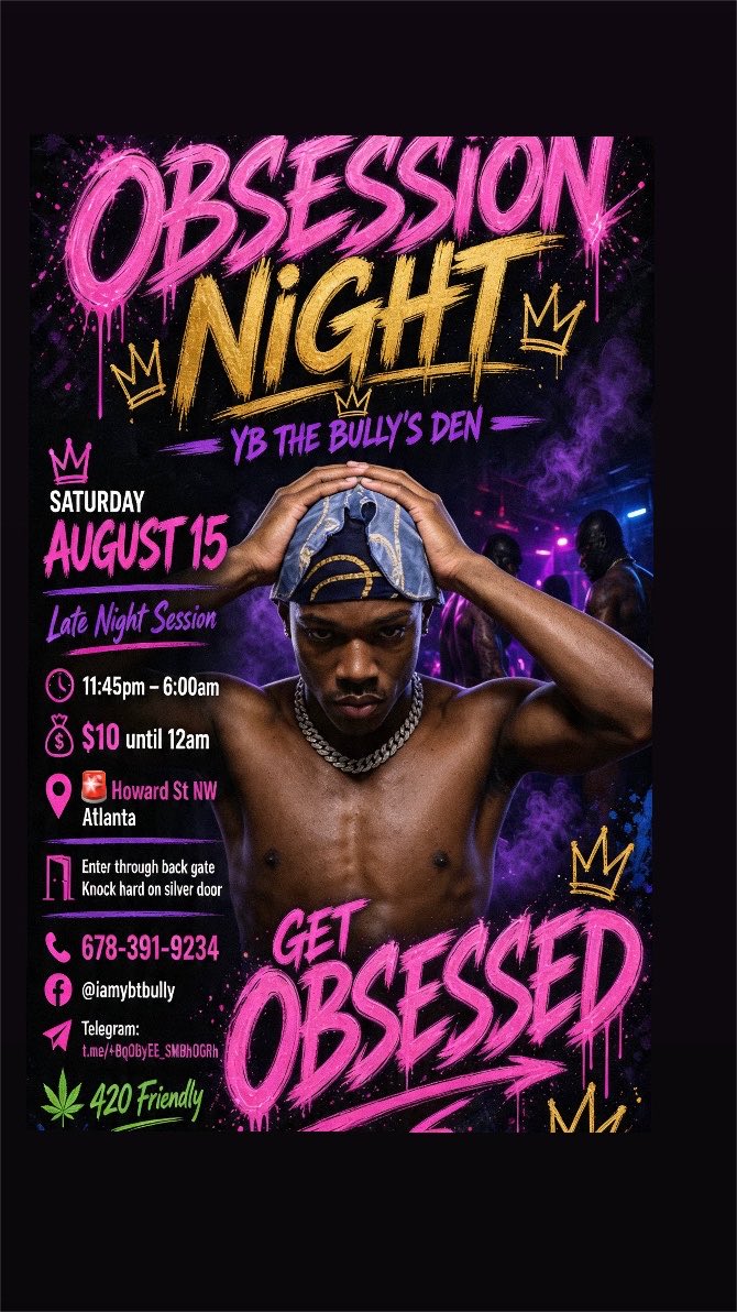 bigdevv313's tweet photo. OBSESSION NIGHT @ THE BULLY’S DEN 😈‼️

DM me or @iamybtbully for details 📲 https://t.co/VXXvPptl94