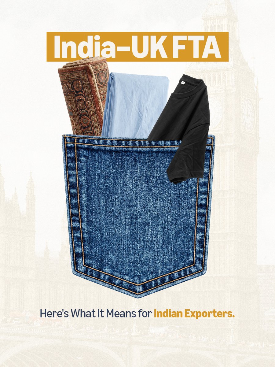 AGlobalSelling's tweet photo. The UK-India Trade Deal is making trade between the UK and India easier.

Swipe to discover the key benefits for businesses, and stay tuned for more explainers on how the agreement can support your export journey.

Source: https://t.co/m1H6PusnNg

Learn More: https://t.co/JSZ3bOHGzB

#export #UkIndiaFTA #Ecommerceexports #TradesTalk #crossborder