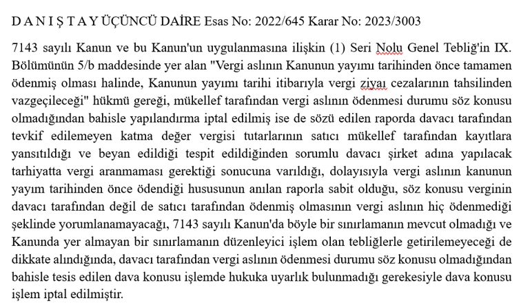 vergi38's tweet photo. 7143 sayılı kanunda olmayan sınırlamanın tebliğ ile getirilemeyeceğine ilişkin karar https://t.co/NbOsTVPAFl