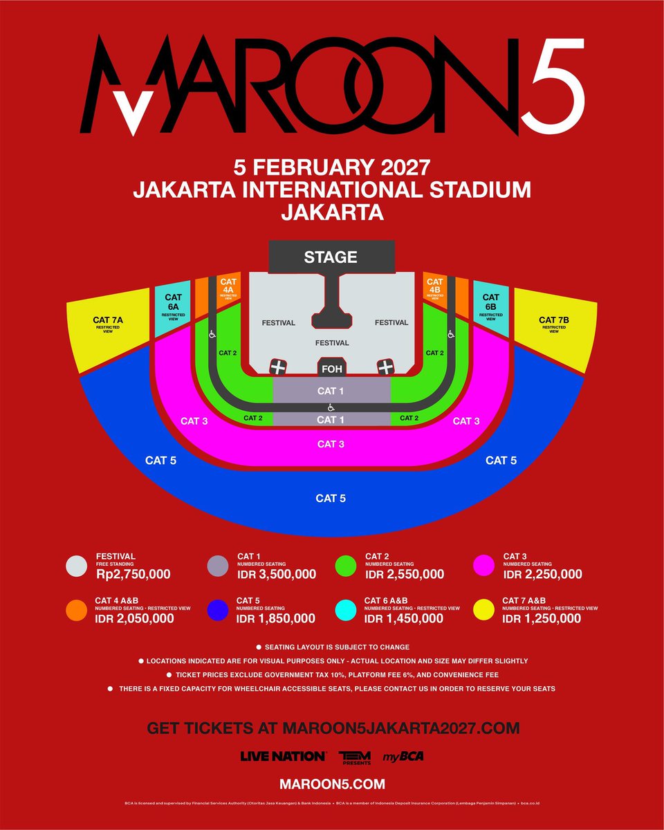 lovecube909's tweet photo. OPEN JASA WAR | JASTIP TICKETING

2027 MAROON5 ASIA IN JAKARTA JKT

💳 PRICE: 100K /TIX

★ data pribadi
★ bisa self payment 
★ refund jika gagal
★ order by DM or LINE

#Maroon5 #Maroon5Asia2027 #Maroon5Jakarta2027 https://t.co/Gd7EJpLyu2