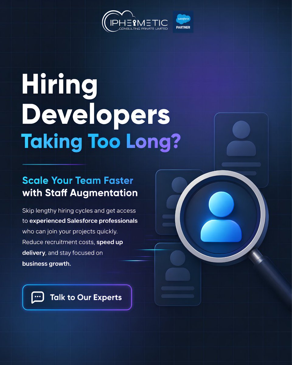 ciphermetic's tweet photo. Hiring delays shouldn't slow your business growth.

Build a high-performing Salesforce team without the hassle of lengthy recruitment. With Ciphermetic Consulting's Staff Augmentation Services. 

Mail: info@ciphermeticconsulting.com

Learn More: https://t.co/iAoJZhBZ3z https://t.co/Dq5BI2OMi4
