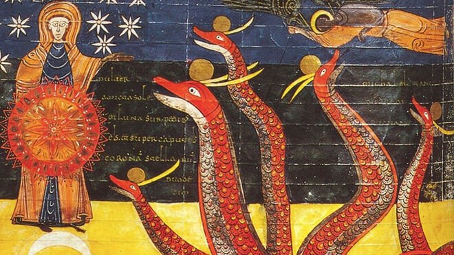 crdrnw's tweet photo. Y eso se parece a esta obra.

La mujer vestida de sol proviene del Libro del Apocalipsis (12:1). Se describe con la luna bajo sus pies, una corona de doce estrellas y dolores de parto. https://t.co/BM8UnOXn61