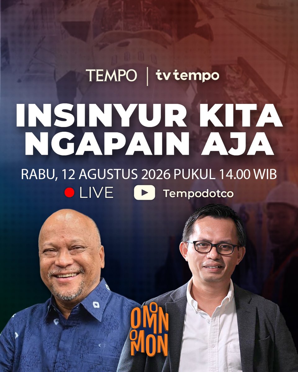 tempodotco's tweet photo. Untuk bisa maju, sebuah negara memerlukan para insinyur. Jumlah insinyur Indonesia 2.500 per satu juta penduduk, seperempat Vietnam. Bagaimana mengejarnya ketika jurusan eksakta makin kurang peminat. Perbincangan dengan Ketua Persatuan Insinyur Indonesia Ilham Habibie.

Saksikan program Omon-Omon selengkapnya di kanal YouTube Tempodotco.

#OmonOmon #OmonOmonTempo #Tempodotco