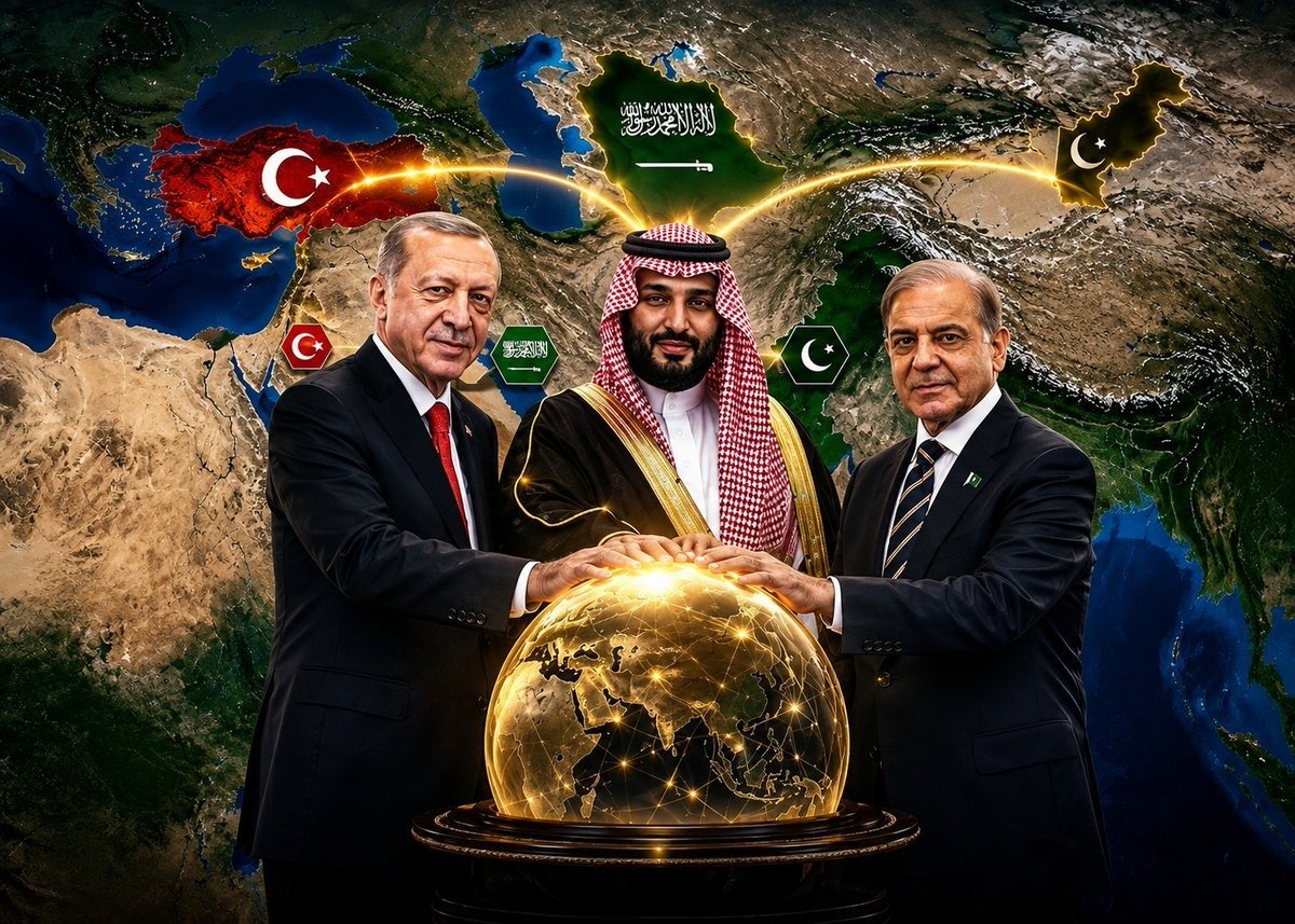 ConflictTR's tweet photo. Çinli yorumcu Jiang Xueqin:  

Türkiye, Pakistan ve Suudi Arabistan birlikte yeni bir güç oluşturdu.  

Suudi Arabistan: Para. Dünyanın en büyük petrol ekonomilerinden biri.  

Türkiye: Savunma sanayii. Bayraktar İHA’larını, Altay tankını ve yerli savaş gemilerini üretiyor. Savunma alanında büyük ölçüde kendi kendine yetiyor ve ABD’ye olan bağımlılığını azaltıyor.  

Pakistan: Nükleer silahlar. Nükleer silaha sahip tek Müslüman ülke.  

Bu üç unsuru bir araya getirdiğinizde ortaya şu tablo çıkıyor: para, savunma sanayii ve nükleer kapasite.  

Bu sadece bir savunma paktı değil. Bu, yeni bir güç.
