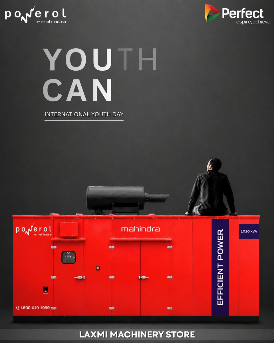 rs198591's tweet photo. Inspirational 💪 The Future Belongs to Those Who Never Stop.
Keep moving forward with confidence while Mahindra Powerol delivers uninterrupted power for every ambition.

#InternationalYouthDay #LaxmiMachineryStore #PerfectGroup #mahindrapowerol https://t.co/FxD67PyYj1