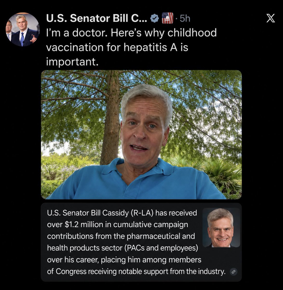 toobaffled's tweet photo. When the man recommending the vaccine has taken $1.2 million from the industry that sells it, it’s not medical advice .. it’s a sales pitch. https://t.co/WXIp4ESJXC
