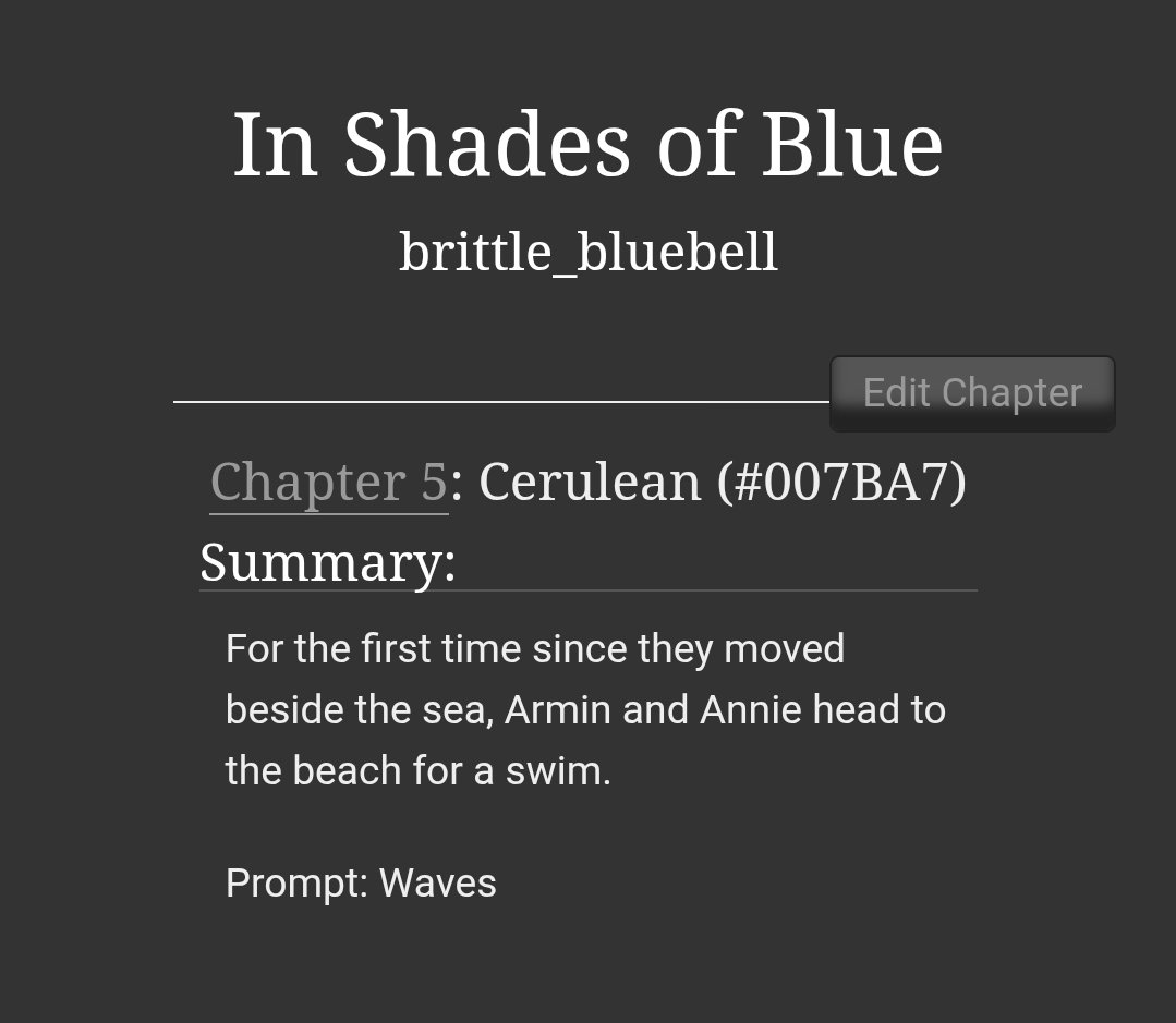 BrittleBluebell's tweet photo. hi everyone!!! I just posted Chapter 5 of In Shades of Blue for #aruaniversary2026. I hope you all enjoy 💙

Prompt: Waves

#aruani @aruaniweek2026 

Link: https://t.co/SbpAgYr7nH https://t.co/xv2LRDGJiI