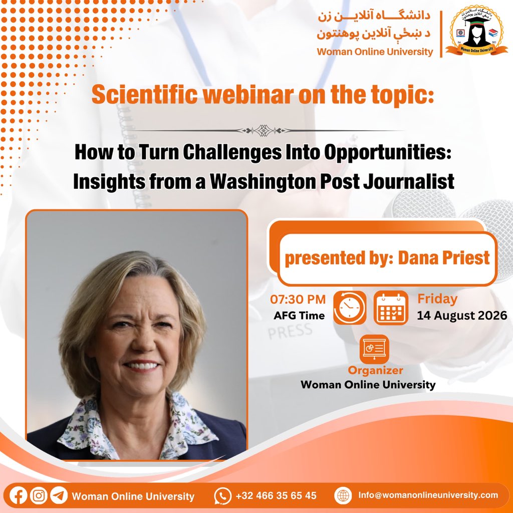 WOU2022's tweet photo. ______________________

Academic Webinar | From Challenge to Opportunity: Lessons from a Washington Post Journalist’s Experience

"Form Register for the Webinar

https://t.co/3fkOf08Zd8 https://t.co/GZ0yucUupe