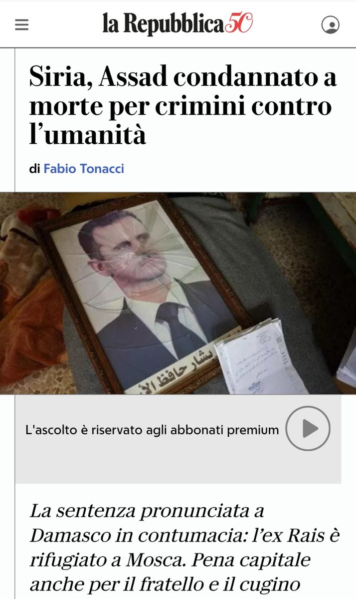 robydigi's tweet photo. Non dubito che #BasharAlAssad fosse un dittatore sanguinario. Ma fa ridere saperlo condannato a morte per crimini contro l'umanità da chi, dopo aver preso il potere, ha fatto massacrare e sgozzare interi villaggi di #cristiani, #drusi e #alawiti.
#Siria dalla padella alla brace https://t.co/AyjE5YnX7e
