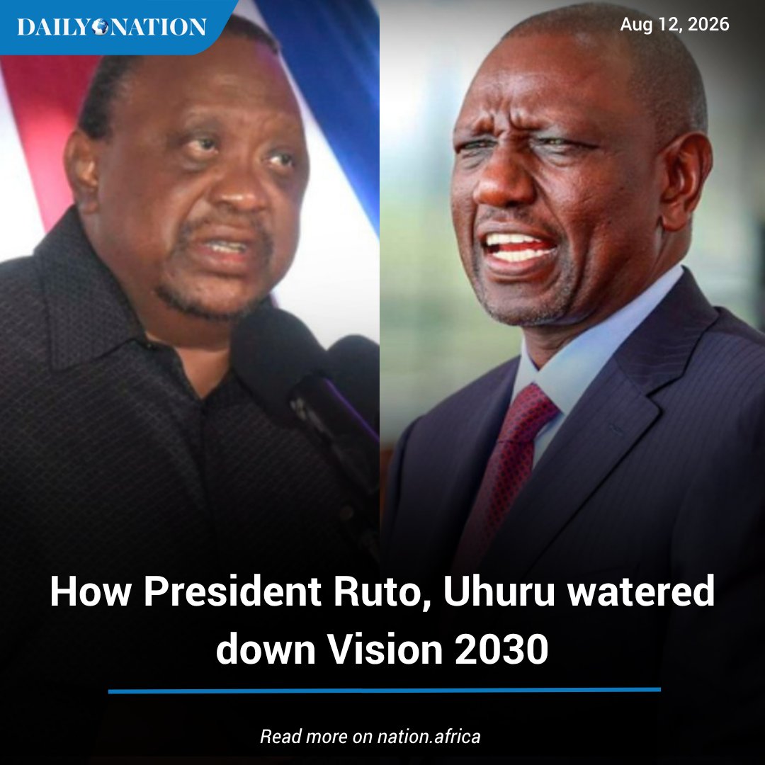 NationAfrica's tweet photo. Details from the Office of the Auditor-General and the Office of the Controller of Budget show that Vision 2030 flagship projects have been disrupted by political shifts, ballooning public debt, and financial mismanagement.

Critics argue that former President Uhuru Kenyatta and his successor, William Ruto, watered down Kenya Vision 2030 by shifting from a structured, technocrat-led blueprint to short-term political manifestos.

Read more: https://t.co/o2EmWlFhL1