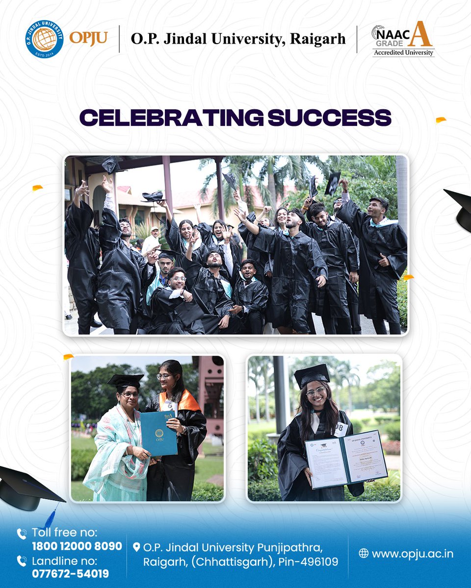 OPJUniversity's tweet photo. A proud milestone for O.P. Jindal University!
688 graduates from Engineering, Management & Science celebrated their achievements at the 6th Convocation Ceremony. Congratulations, Class of 2026! Here's to new beginnings and a future filled with success.
#OPJU #6thConvocation #ClassOf2026 #Graduation #FutureReady #HigherEducation