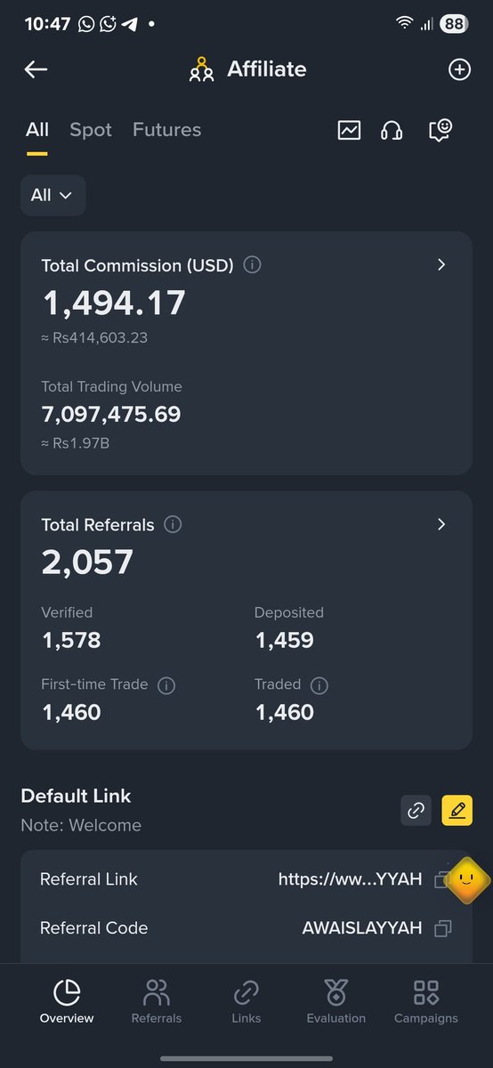AWAISLAYYAH1's tweet photo. December 2025 — the best month and the beginning of the best journey of my life. ❤️‍🔥

That’s when I started a new chapter and took part in Binance campaigns. I had no idea how far this journey would take me.

Today, looking back at the progress:

💰 $1,494+ Total Commission
📊 $7.09M+ Total Trading Volume
👥 2,057 Total Referrals
✅ 1,460 Traders
💎 1,459 Deposited Users

Alhamdulillah! 🤲

This is not the finish line — it’s just the beginning. 🚀

From December 2025 until today, every campaign, every referral, every challenge and every opportunity has taught me something new.

More volume.
More campaigns.
More referrals.
More achievements. 🔥

The journey is still ON. InshaAllah, the next milestone will be even bigger.

Thank you Binance for being part of this journey. ❤️

#Binance #BinanceAffiliate #Crypto #Web3 #BinanceCampaigns #AwaisLayyah