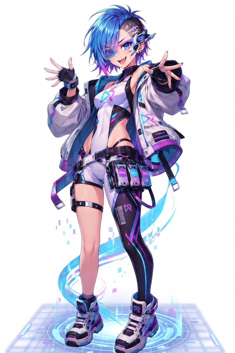 revivr_project's tweet photo. サイトやランチャーに登場しているイメージキャラ #RevivR ちゃんです！

愛称はレヴィ。

世界のあらゆる3D資産を、形式を越えて使い倒し、新しい世界を作るのが夢。
「世界中の3Dモデル、ぜんぶオモチャにしてやる！」
そんな感じの子。

アプリ同梱モデルとして制作予定です！ https://t.co/63pLI6LVqm