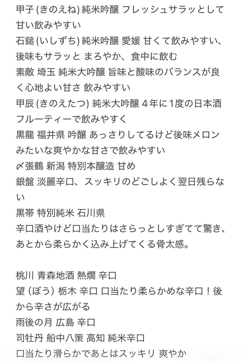 Kisara_2434's tweet photo. 配信で話した綺沙良の自分用日本酒メモが気になる方がいるようなので一部載せちゃうね🍶

感想の長さで酔い度がわかるの恥ずかしい… https://t.co/SAZQrBeyYK