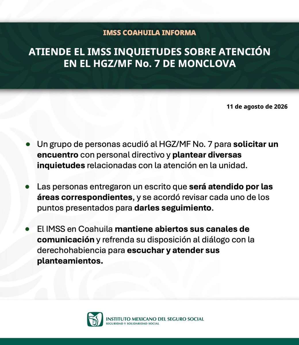 Tu_IMSSCoah's tweet photo. IMSS Coahuila informa: https://t.co/FMeVzGds8m