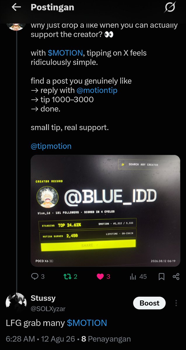 SOLXyzar's tweet photo. @motiontip 🗣️: Tapi kan bang top eader board postingan semua bang

Iya kan mereka famous, lah kalo kita? coba liat deh di foto sampul postingan ini, itu yang elig tuh komentar loh jadi ga selalu dari engagement postingan aja. https://t.co/7e3xIvRPfo