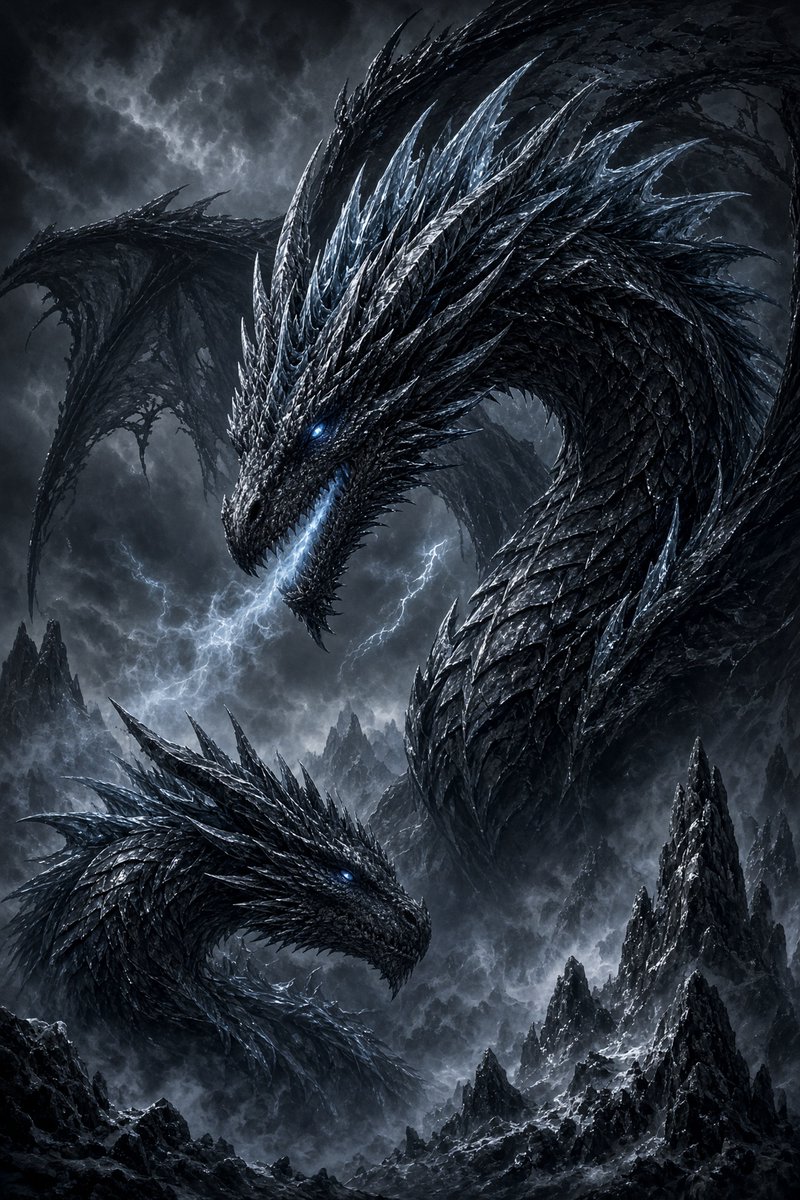 TheEerieHollows's tweet photo. Grok Imagine prompt:

Black Frost Dragons https://t.co/tgXS3GXwb2