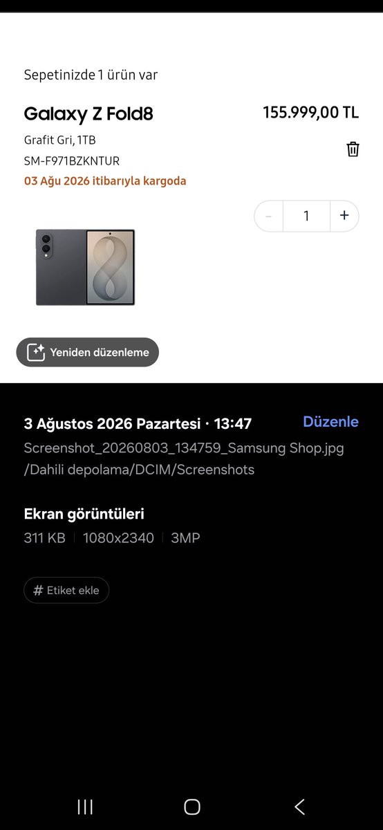 Baatuhan's tweet photo. @SamsungDestekTR @SamsungTurkiye  #fold8 3 AĞUSTOS KARGODA DEDİKLERİ İÇİN ÖN SİPARİŞ VERDİM 12 AĞUSTOS OLDU ÜRÜNÜM KARGOYA VERİLMEDİ. BUGÜN ALMAK İSTERSEN 12 AĞUSTOS KARGO DİYORLAR BÖYLE REZİLLİK YOK YAZIKLAR OLSUN SİZE https://t.co/U0qdM6IMea