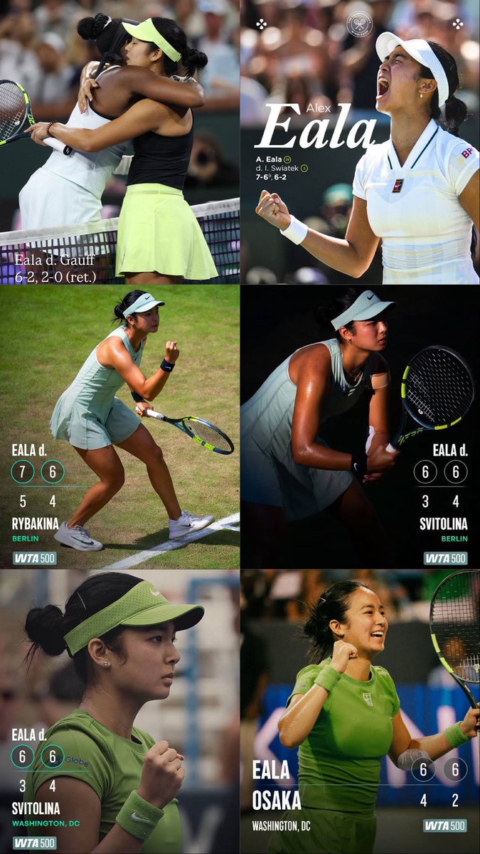 gamesetmtcheala's tweet photo. regardless of who wins between naomi osaka and elena rybakina, all of the toronto semifinalists has been beaten by alex eala this year in straight sets. two b2b in berlin and two b2b again enroute to her maiden dc title.

*asterisk on coco’s (walkover)
pretty incredible record https://t.co/YiyKFMu08z