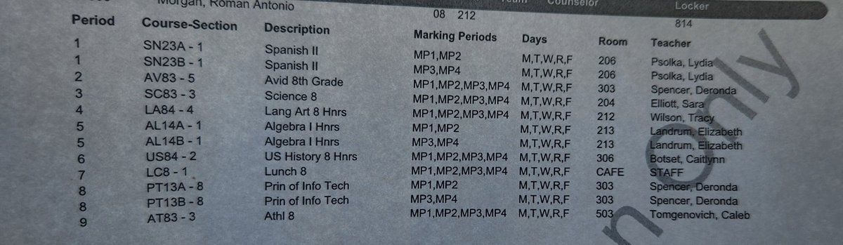 RamTough16's tweet photo. School Schedule is out, the academic challenge has been accepted.  
#TrueScholarAthleteHonorsAndSpanishOnDeck
#8thGradeLoading
@GEMCLASS_ @CoachRuggles @MarkHum7 @RecruitHeights @coach_t_ritchie @CoachDCurry https://t.co/fBlezDa1si