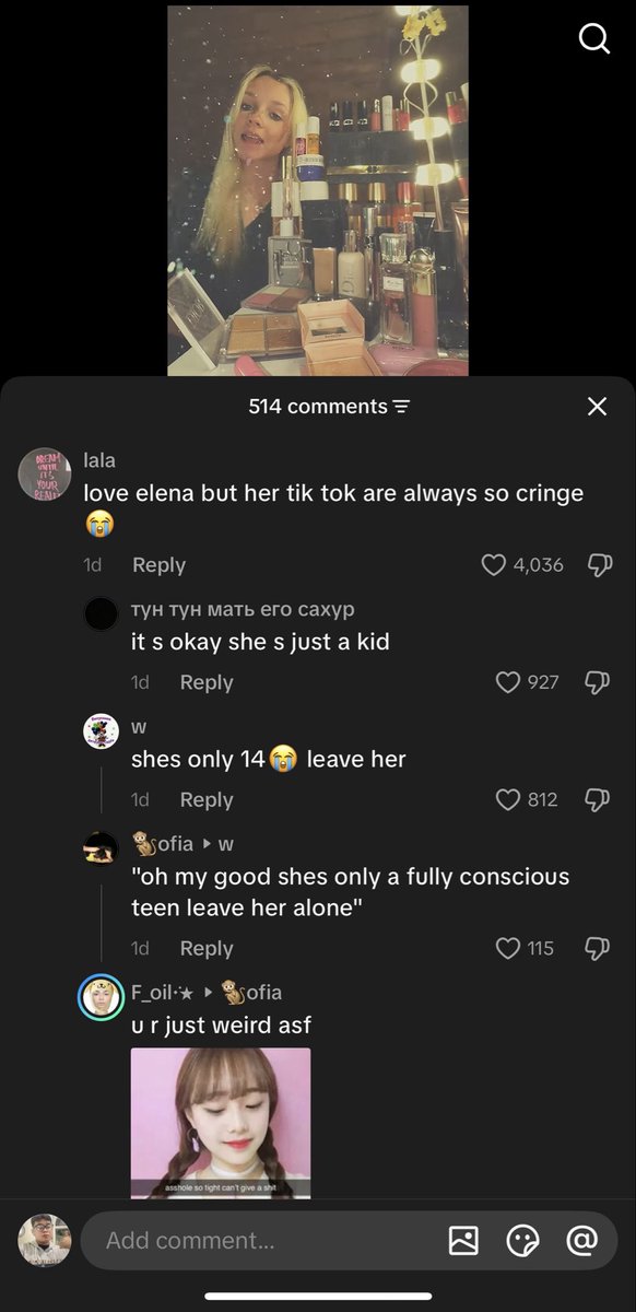 IliaBerrypay's tweet photo. Idk what’s more cringe: a literal 14-year-old making a TikTok or a grown-ass adult hating on a child? https://t.co/wbvMWnW54J