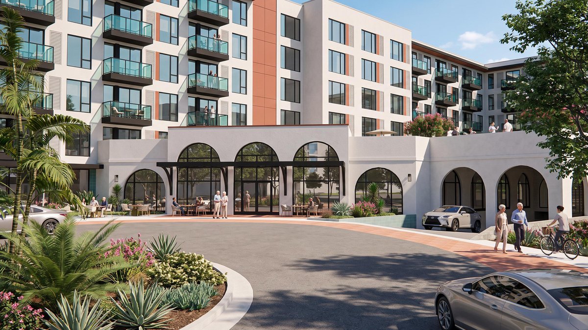 SDSU's tweet photo. A new senior living community is planned for SDSU Mission Valley, bringing 250 residences into a university-centric neighborhood with opportunities for lifelong learning, campus connection and engagement across generations. https://t.co/nsBz9tGp2U