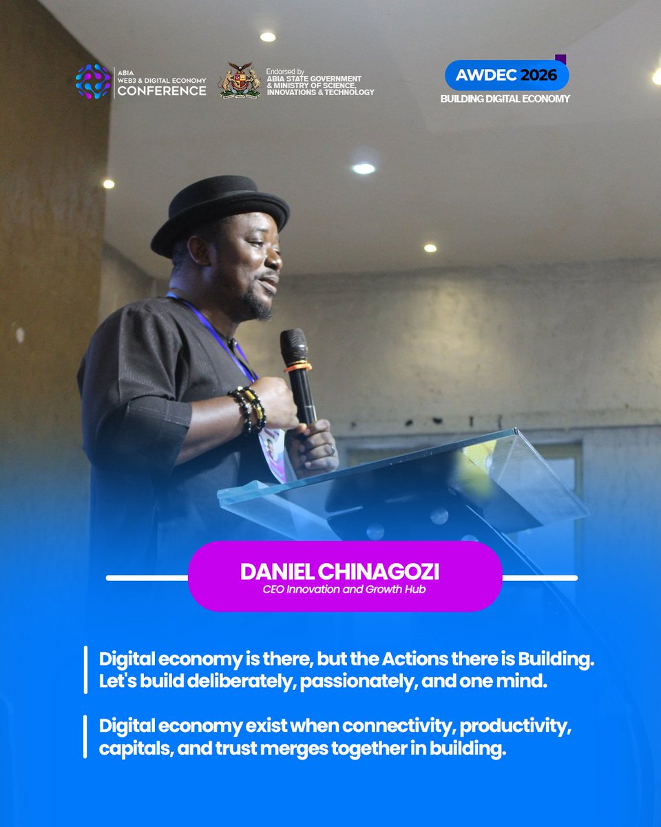 AWDEC_'s tweet photo. @Danielchinagozi problem-solvers creating solutions for our communities and the world.

The future belongs to those who build.

#AWDEC2026 #AbiaWeb3Conference #DigitalEconomy #Web3Africa #BuildNotConsume #ToGodBeTheGlory https://t.co/NvYIvqXOfI