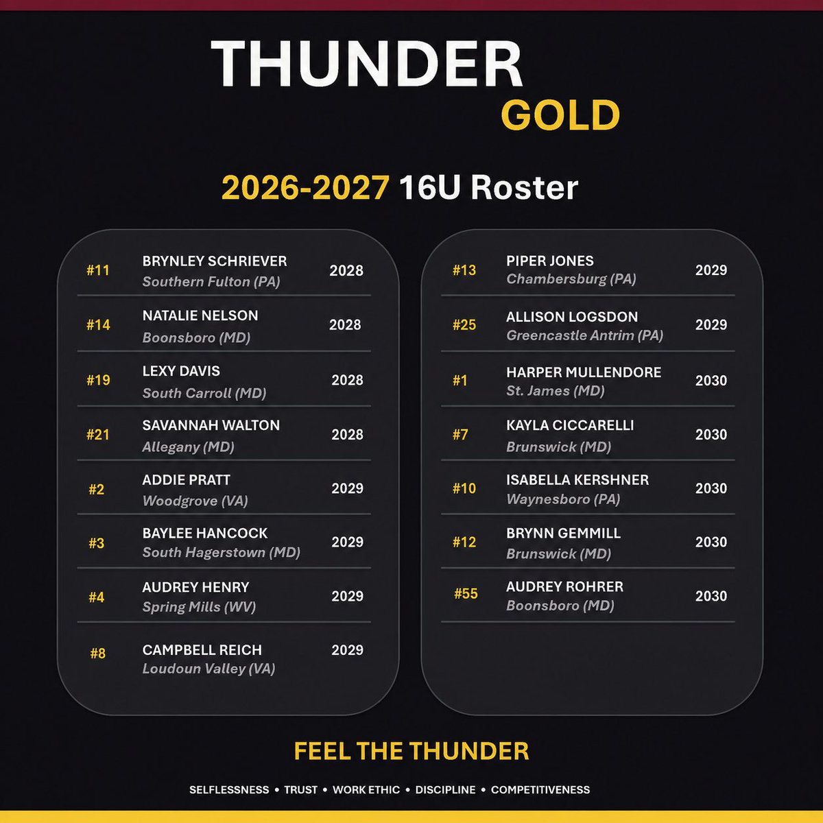 TSThunder16's tweet photo. Season loading!!!  Thunder Gold 16U roster drop!  There is so much talent in the team!!! https://t.co/XRLf2RnfNw