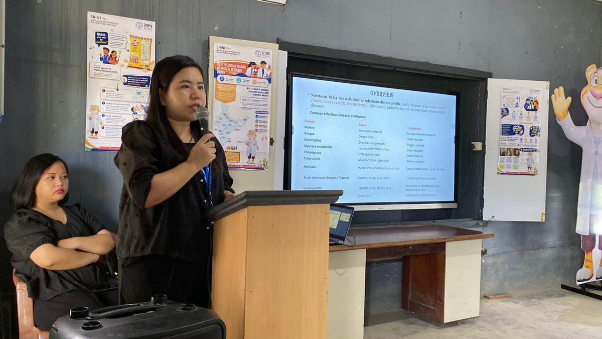 icmrnihrdib's tweet photo. #MRHRU Mizoram organized the #ICMRSHINE programme at Government Aibawk High School on 11 August 2026, with 100+ students and teachers. The programme introduced students to ICMR initiatives, scientific activities, and the life of a scientist. #ICMR #SHINE2026 https://t.co/6ZyXYDV10H