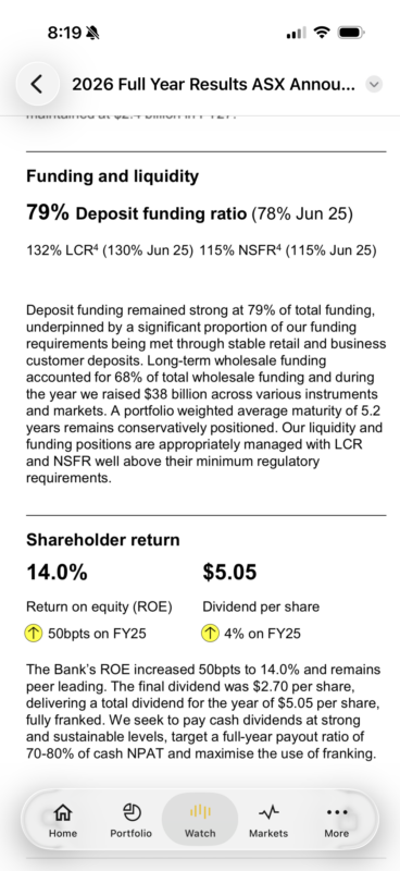 RennickGBR's tweet photo. PRIVATE BANKS ARE STILL SCREWING AUSTRALIANS. 

This is why Australia needs a Public Bank and it’s why People First is the only political party pushing for one. (One Nations proposal is a taxpayer funded finance facility, not a bank - they don’t understand banking.) 

CBA (30% foreign owned) today just posted an $11 billion dollar profit, an increase on 7% on the prior year. 

Has household disposable income increased by 7% in the last 12 months? Absolutely not. 

So let’s look at some key metrics. 

1) Return on Equity is 14%. This is an exceptional figure when you consider that the Bank is underwritten by the Australian taxpayer. As we saw in the GFC and Covid the Australian government went out of its way to protect the big banks. The big banks are the closest thing to a risk free investment. Given the RBA cash rate is 4.35%, it’s not unreasonable to think that the ROE  on a bank underwritten by the taxpayer should not be much higher than the RBA rate, rather than three times that amount. 

2) Tier 1 Capital is 12% compared to its international peers of 18.3%. You have to ask why Australian Banks are required to hold much less equity than international banks given Australia has the highest level of household debt in the world and the slowest growth amongst developed countries. 

3) Deposits make up 79% of total funding, making CBA far and away the leader amongst Australian banks when it comes to relying on foreign capital the least. The reason for this is because of CBAs prior history as a public bank and its extensive branch network. It’s an insult to Australians that the CBA continues to close branches when its strength is just that. 

4) Average maturity of deposits is 5.2 years. There is a desperate need for deposit products that offer a longer maturity if home loan maturities are to be extended. Claims of offering fixed home loans for 30 years can’t occur until that happens. 

People First intends to start a public bank that will keep branches open and shave private banks ROE into alignment with their risk profile. 

Future generations can’t afford to be ripped off by private banks any longer. 

Sign up today at https://t.co/PeAaJW2pjF