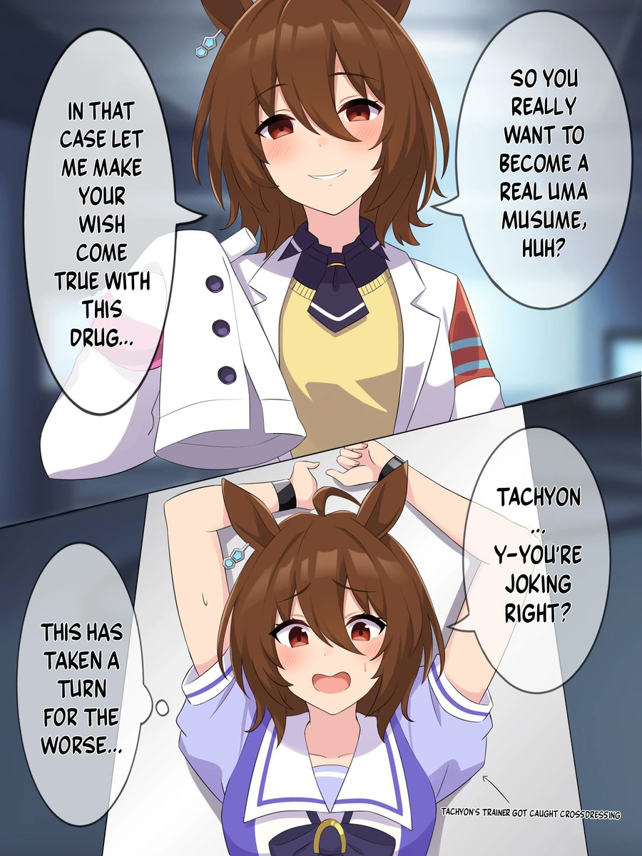 duoblues2's tweet photo. Trainer Got Caught Crossdressing 
Artist: Rize_Ilustrator
#ウマ娘 #ウマ娘英訳 #Umamusume #UmaTranslations https://t.co/GK1d0rITtx