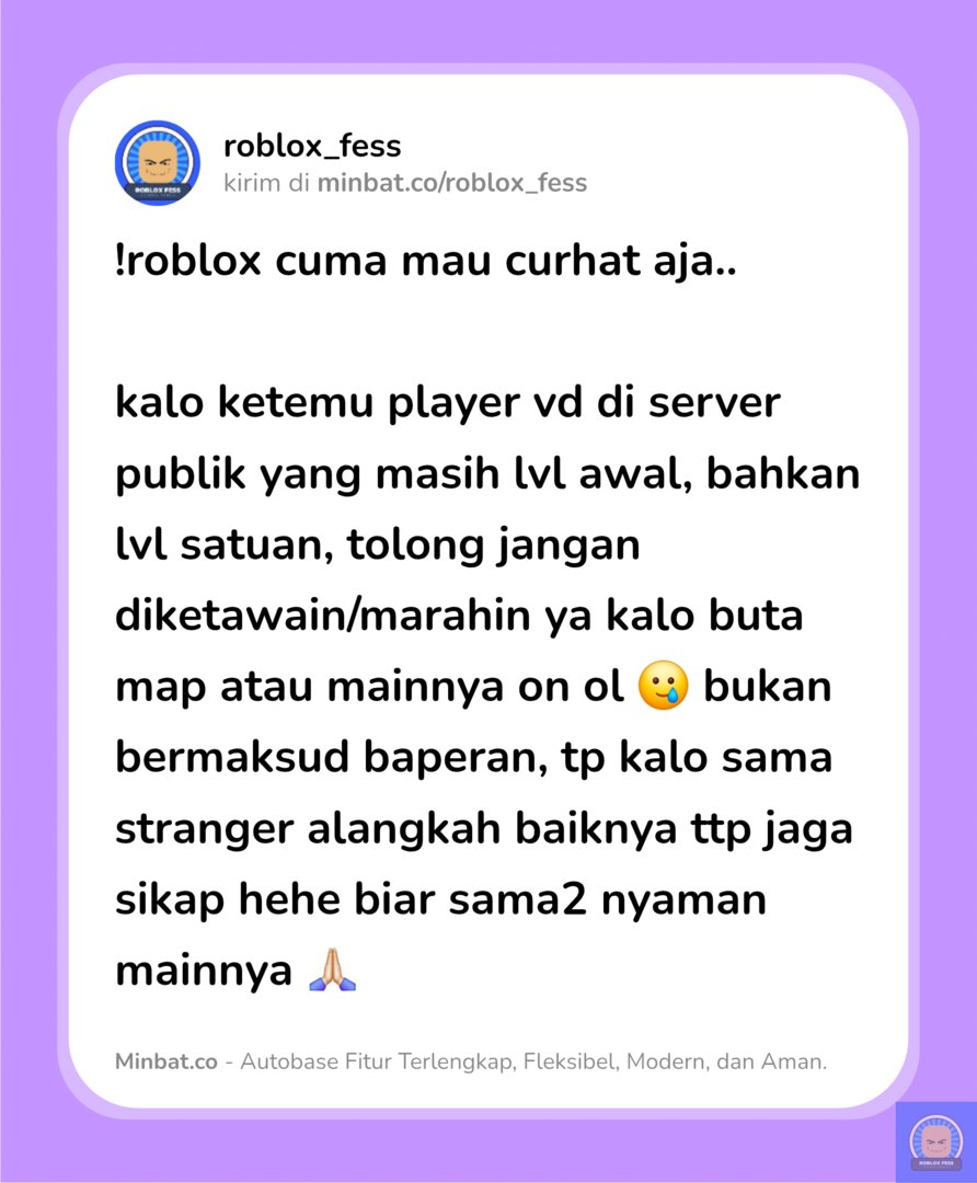 roblox_fess's tweet photo. !roblox jujur sender jadi ragu kalo main di publik grgr sering diketawain sama org asing grgr on ol 😭🙏🏻 https://t.co/Vl4QHW6JxJ