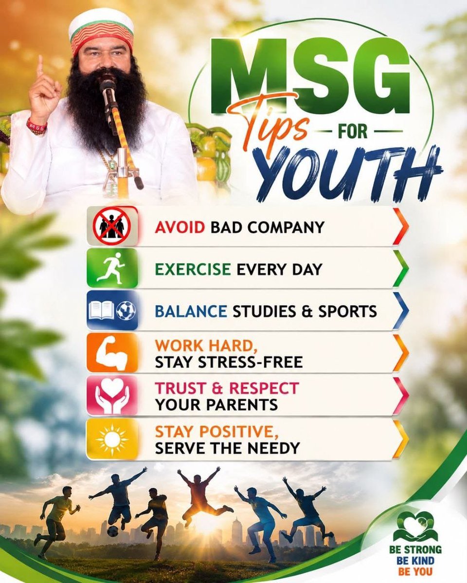 RimpySharm27409's tweet photo. ਅੱਜ ਦੇ ਦਿਨ #InternationalYouthDay2026 ਮਨਾਇਆ ਜਾ ਰਿਹਾ ਹੈ। ਯੂਥ ਹੀ ਆਪਣੇ ਦੇਸ਼ ਨੂੰ ਅੱਗੇ ਵਧਾ ਸਕਦਾ ਹੈ। ਇਸ ਲਈ Saint Gurmeet Ram Rahim Ji ਨੇ Depth campaign ਸ਼ੁਰੂ ਕੀਤਾ । ਤਾਂ ਜੋ ਸਾਡਾ ਯੂਥ ਨਸ਼ੇ ਤੋਂ ਬੱਚ ਸਕੇ। ਆਓ ਆਪਾਂ ਵੀ #InternationalYouthDay ਤੇ ਕਸਮ ਖਾਈਏ ਵੀ ਦੇਸ਼ ਦੀ ਤਰੱਕੀ ਲਈ ਮਦਦ ਕਰਾਂਗੇ। 🙏 https://t.co/Lbd0fHDgIH