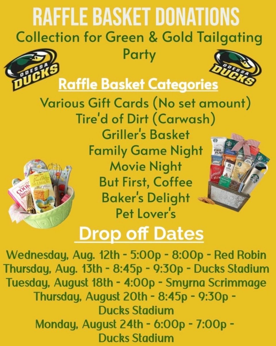 DuckNationFB's tweet photo. 🏈 TOMORROW! 🏈

Our next Touchdown Club sponsored event is coming up, and we want to see YOU there! 💚💛

🍔 Dine to Donate at Red Robin Middletown
📅 Wednesday, August 12th
⏰ 5:00 PM – 8:00 PM
📍 Red Robin Middletown

Come grab dinner &amp; support Ducks Football! https://t.co/JJubGd5t0f