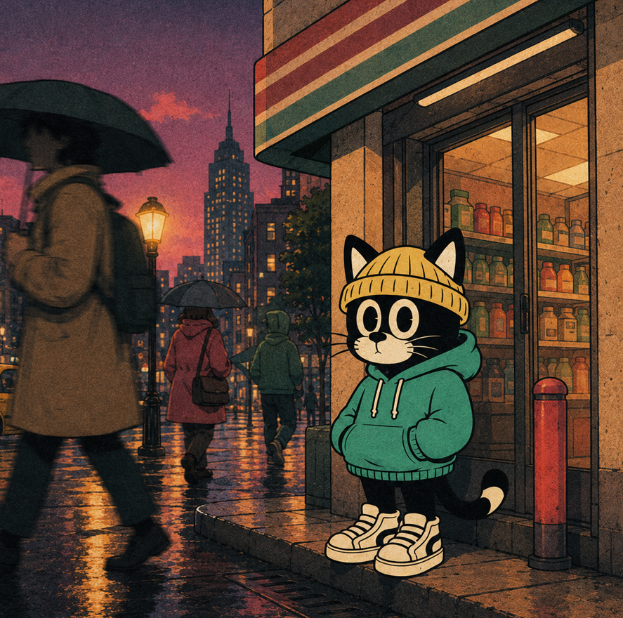 MEWLOSOL's tweet photo. Behind the green door was another version of the city empty cafés, glowing streets, abandoned record shops and photographs scattered everywhere. Each photograph carried something someone had forgotten: an old friend, a childhood dream.

#MEWLO #Solana #Pump https://t.co/O7mS3BzTFF