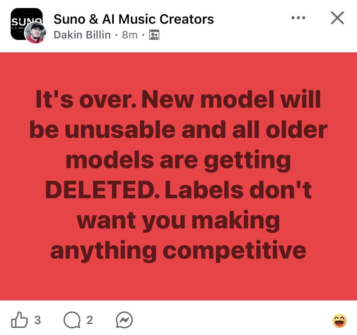 NotEgofear's tweet photo. Suno users are now the most oppressed group of people https://t.co/U3pbEEdVML