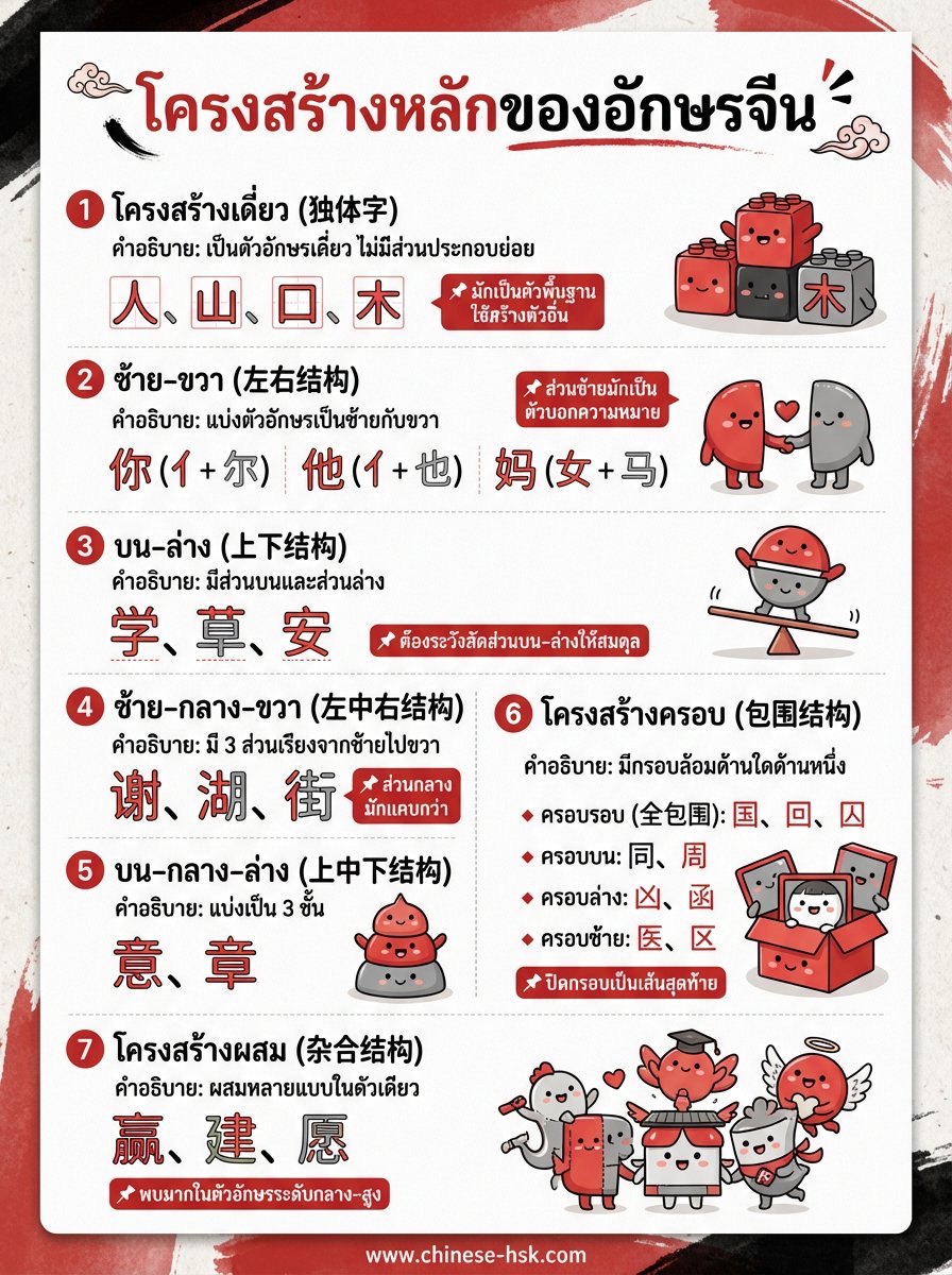 chinesehskby's tweet photo. 🔸 1️⃣ โครงสร้างเดี่ยว (独体字)

👉 ตัวอักษรเดี่ยว ไม่มีส่วนประกอบ
✔ 人、山、口、木
✨ มักเป็น “ตัวพื้นฐาน”

🔸 2️⃣ ซ้าย–ขวา (左右结构)
👉 แบ่งเป็น 2 ส่วน
✔ 你、他、妈
✨ ฝั่งซ้ายมักช่วยบอกความหมาย

🌐https://t.co/8z3i04D1kO

#HSK4  #HSK5  #เรียนภาษาจีน  #ภาษาจีน #chinesehsk https://t.co/RcKtIaPeVC