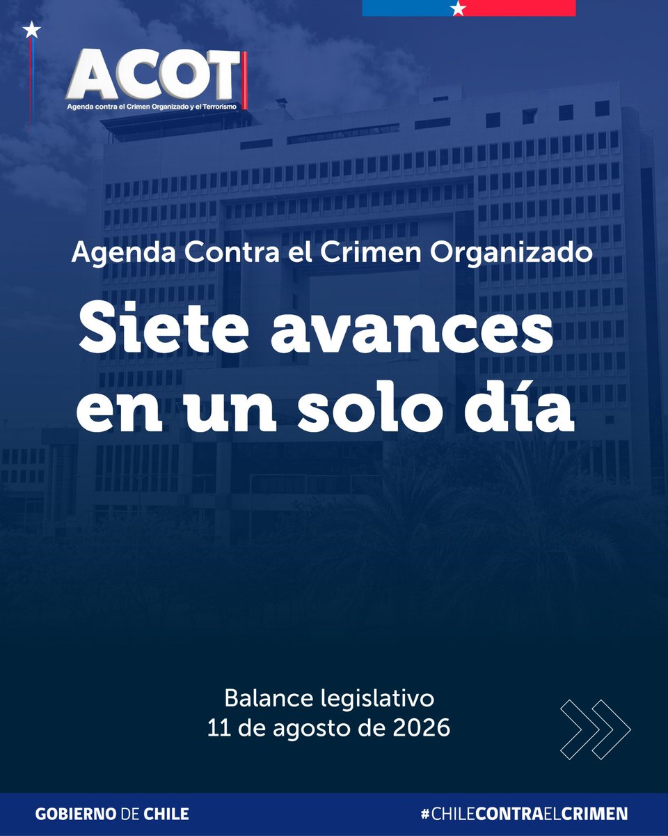 martinarrau's tweet photo. Siete avances concretos de la ACOT en un solo día. La Agenda Contra el Crimen Organizado y el Terrorismo avanza en el Congreso:

1. Extensión de la legítima defensa privilegiada a policías y militares de franco: aprobada en primer trámite constitucional.
2. Ley corta de seguridad municipal: aprobada en general y en particular por la Comisión de Gobierno de la Cámara.
3. Juicio oral en ausencia: aprobado en particular por la Comisión de Seguridad Pública del Senado.
