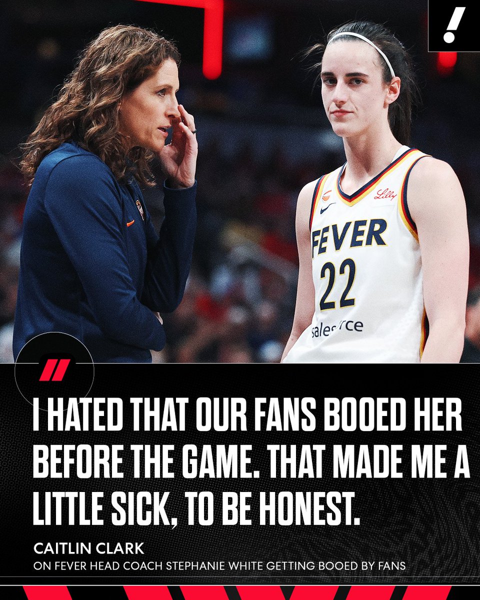 YahooSports's tweet photo. Caitlin Clark was not happy with Fever fans for booing her head coach before taking on the Liberty. https://t.co/vFnH7ObWlC