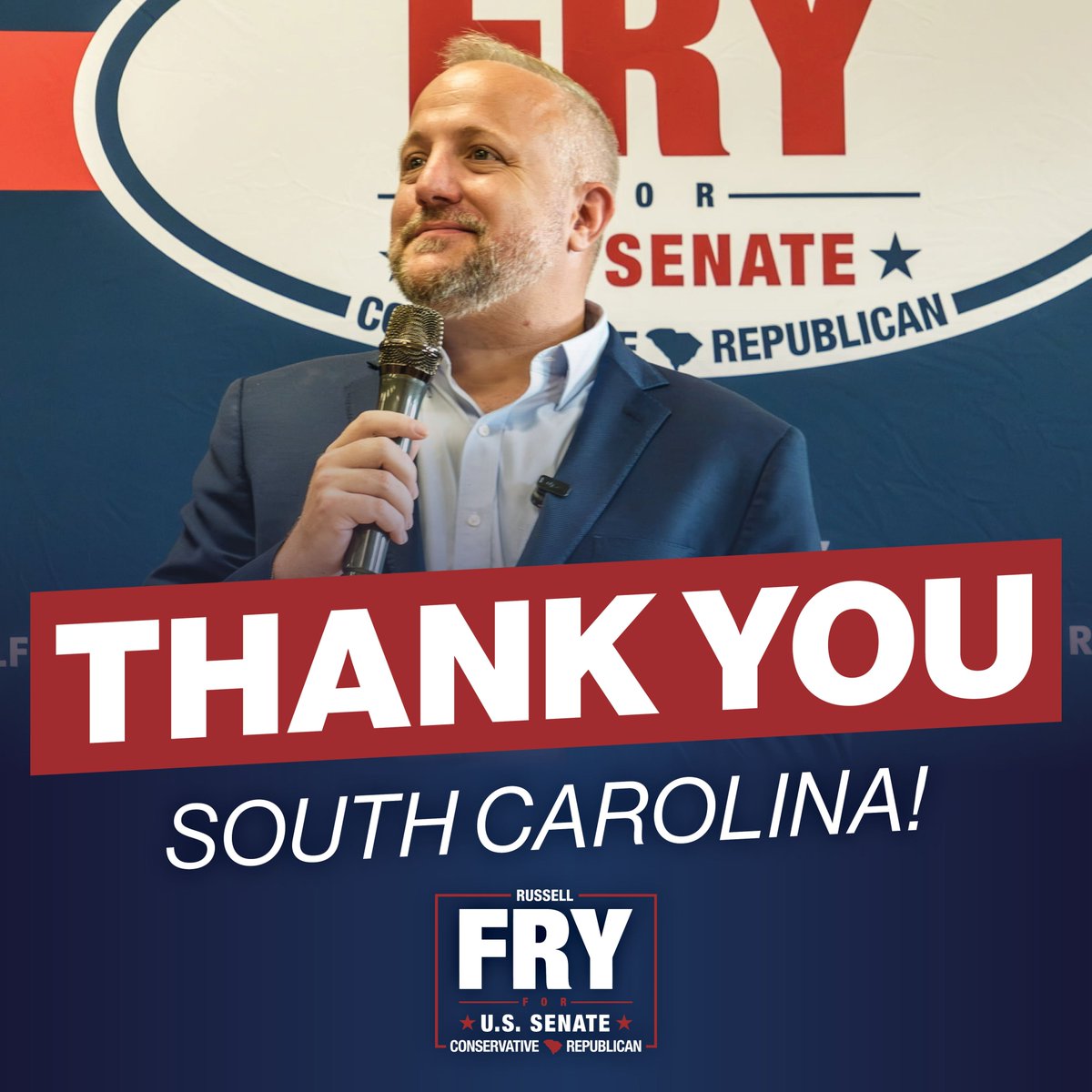 RussellFrySC's tweet photo. While tonight we ran out of runway, we are incredibly proud of everything this campaign accomplished and every single South Carolinian who believed in our mission fighting for families. In three weeks we formed a campaign, raised over $1 million, held over 30 events, crisscrossed this great state and fought for every single vote. We have absolutely no regrets.

Tonight the great voters of South Carolina have spoken and we want to congratulate both Darline Graham and Ralph Norman on advancing to the runoff.

To Bronwen, James and my entire family — thank you. This was an insane three week sprint and you never wavered. Not once. I could not have done any of this without you and I love you more than words can say.

And to my campaign team, every volunteer, every donor and every supporter who knocked a door, made a call, sent a text and believed in our fight for South Carolina's future — THANK YOU. From the bottom of my heart. You gave everything and I will never forget it and never stop fighting for South Carolina's future.

God bless you, God bless South Carolina and God bless the United States of America.