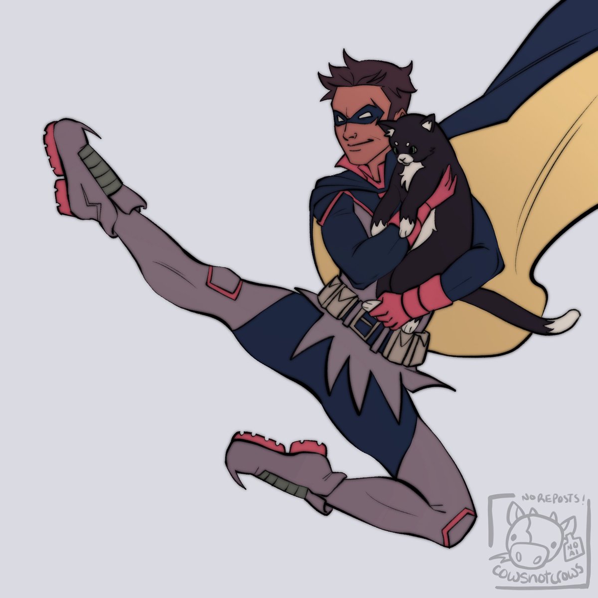 cowsnotcrows's tweet photo. I saw this pose on Pinterest and I’ve been waiting for an excuse to draw it with Damian lol <3

#damianwayne #robin #dc https://t.co/H6mnawJJwv