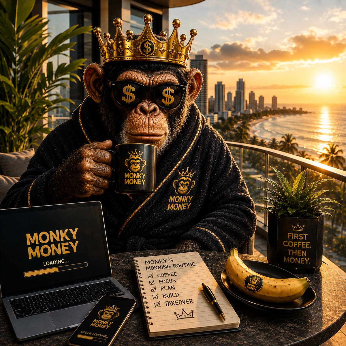 MonkyMoneySol's tweet photo. MONKY’S MORNING ROUTINE 🐒

Coffee ☕️ Banana 🍌 Community 🤎

Website loading…
Telegram loading…
Countdown loading… ⏳

No launch yet. We’re building the community first.

If you’re seeing this now — you’re early. 👀

#monkymoney #meme #solana https://t.co/QkaZHyXXKu