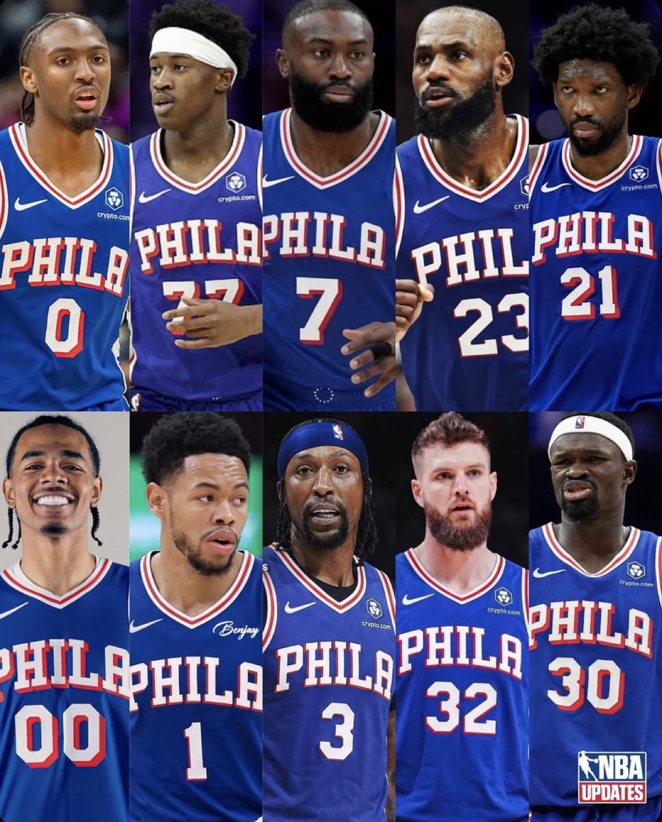 BronsMindset's tweet photo. I feel like many people see the talent of the team and say “there’s only 1 ball”

But this is actually a perfect fit and here’s why:

Tyrese Maxey thrives off the ball way better than on the ball:  LeBron the greatest passer in the league, will run the Sixers offense taking stress off of all 4 other guys. Embiid, Maxey, and Edgecomb will benfit from this the most.

Bron will also contribute to scoring on offense when needed and Jaylen Brown will most likely be our main scorer this year which he is more than capable of doing. Embiid is bound to have a massive bounce back season so even if JB has a mid season slump we can casually still rely on arguably the most skilled center of all time when healthy.

Scrutinizing this squad is okay but at least make yall arguments make sense when talking please!