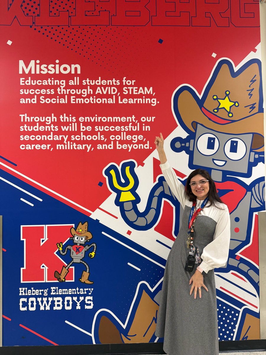 NoelleDHall's tweet photo. Day 1 as a Kleberg Cowboy! Can't wait to continue building relationships with my students, staff and community. Here is to an amazing 2026-2027 school year. https://t.co/VoVmBxoJE2