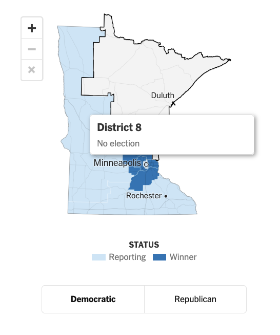 EarthoOS's tweet photo. .@nytimes is incorrectly saying that there's no Democratic primary elections in #MN8 wth https://t.co/vdTGtXWGsa