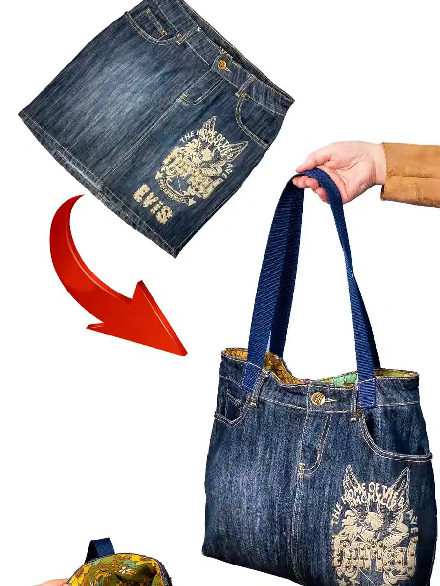 NecoleMchaney's tweet photo. Turn an old denim jacket and leftover buttons into a cute tote bag—zero waste, all style! https://t.co/OKuapMlZ1h