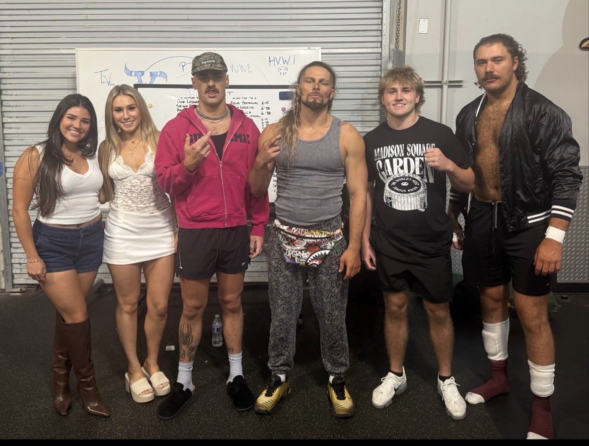 ashtonscottmo's tweet photo. Lexis King shared a photo with Aalyah Mysterio, Marie Malenko, Uriah Connors, Avery Styles and Brooks Jensen at the WWE PC

“We already setup the f'n chairs...”

Same day Zilla Fatu debuted peak nepotism going on in the WWE. https://t.co/vyFQjuX0CW