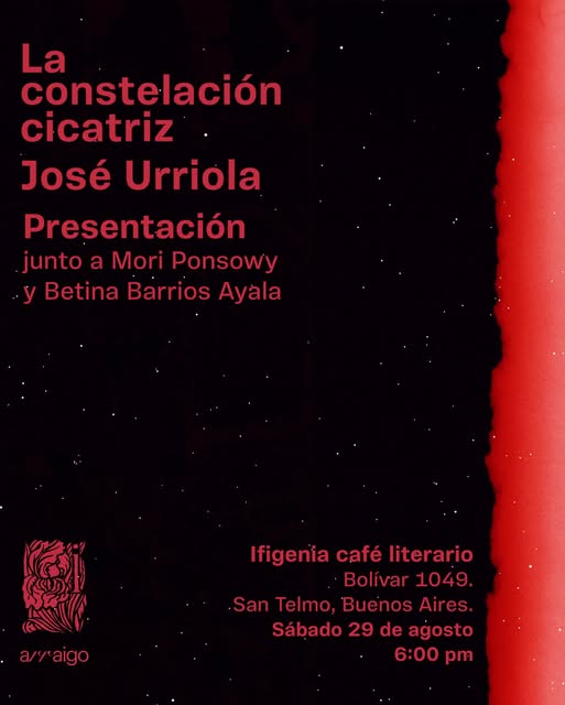 AutoresVzlanos's tweet photo. "La constelación cicatriz" de @jsurriola, editado por Lecturas de arraigo, se presentará el sábado 29 de agosto junto a Mori Ponsowy y @betinabarrios  Ayala en  Ifigenia café literario en San Telmo, Buenos Aires.
Hora: 6 p.m. https://t.co/yyKEqzLRl5